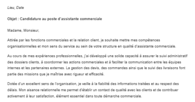 Lettre de Motivation pour un Poste d'Assistante Commerciale : 5 Exemples dans Word