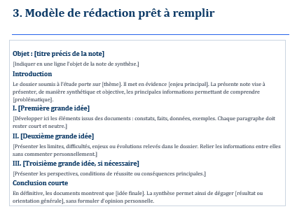 Modèle Word note de synthèse