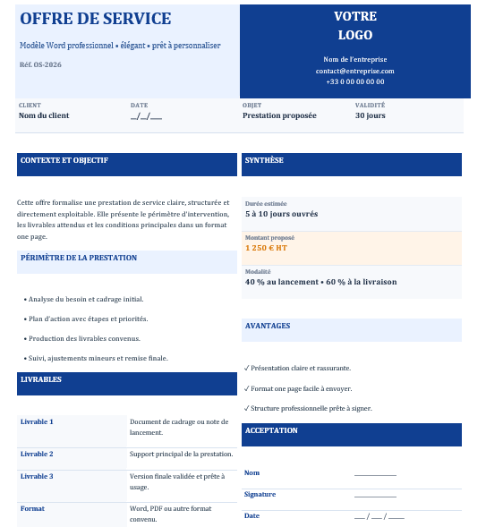  Offre de Service Impactante : Modèle Word à Télécharger