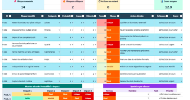 Modèle de gestion des risques en Excel : matrice, criticité et plan d’action
