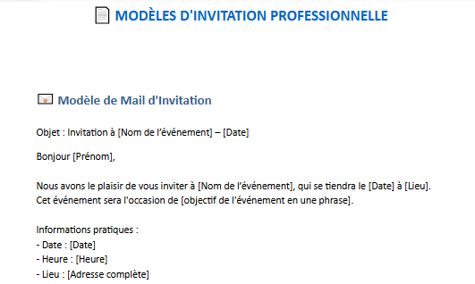 Invitation Un v nement Professionnel Mail Ou Lettre