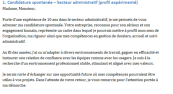 Candidature spontanée par courrier : 10 lettres de motivation spontanées à personnaliser