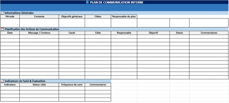 Plan de communication interne dans Excel, Word et PPT