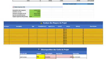 Modèle Excel – Analyse Financière, Risques & Structure des Coûts de Projet