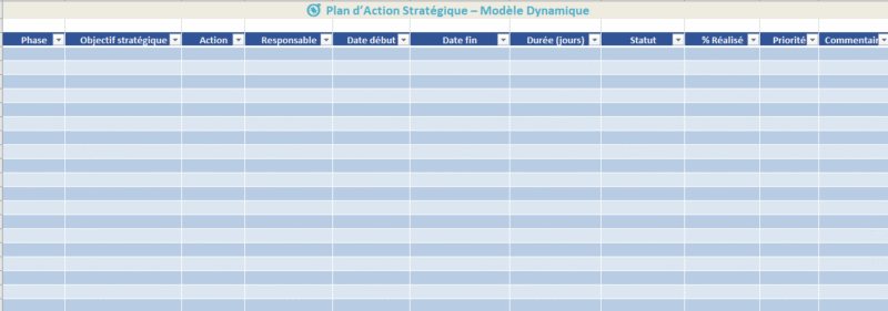 Modèle Excel — Plan d’action stratégique