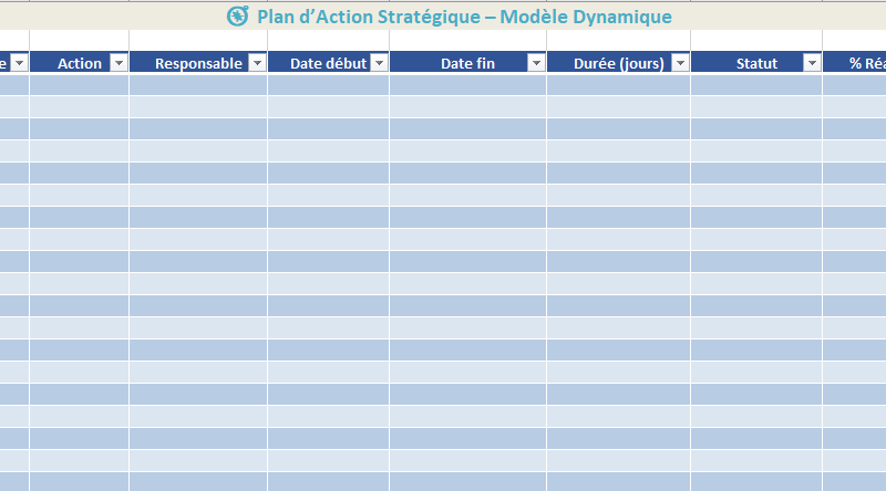 Modèle Excel — Plan d’action stratégique