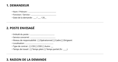 Formulaire complet de demande et de suivi des recrutements