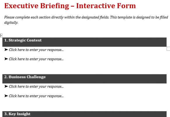 Executive Briefing canevas word