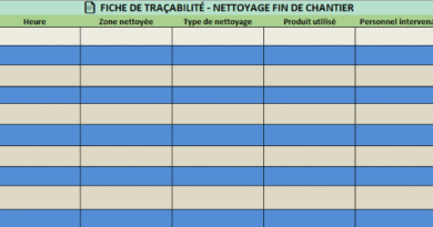 Fiche de Traçabilité – Opérations de Nettoyage de Fin de Chantier