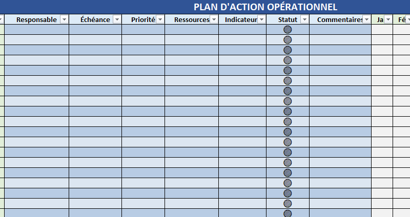plan d'action opérationnel Excel