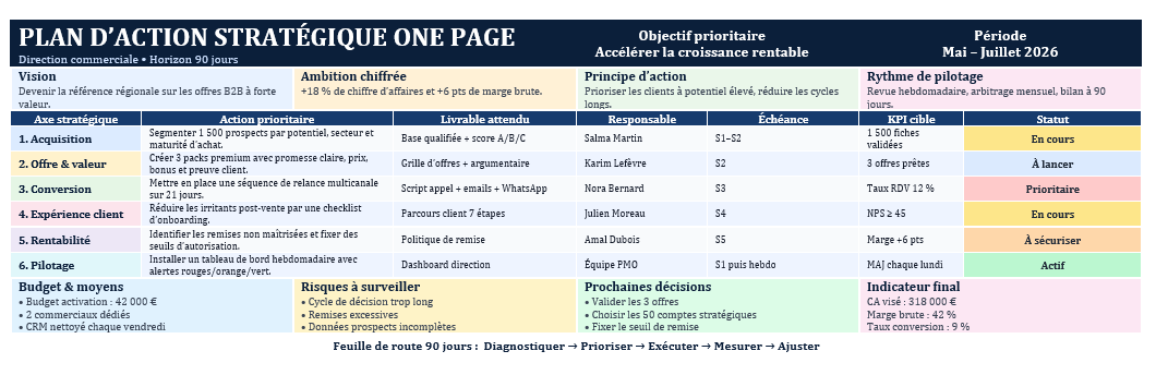 plan d’action stratégique : Modèle