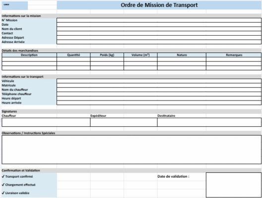 Ordre de Mission de Transport