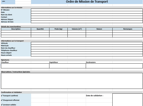 Ordre de Mission de Transport
