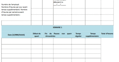 feuille de temps bilingue professionnel word