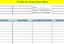 Feuille de temps journalière excel à télécharger