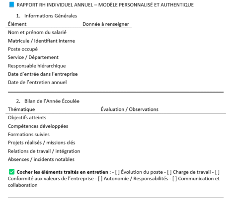 rapport RH individuel annuel