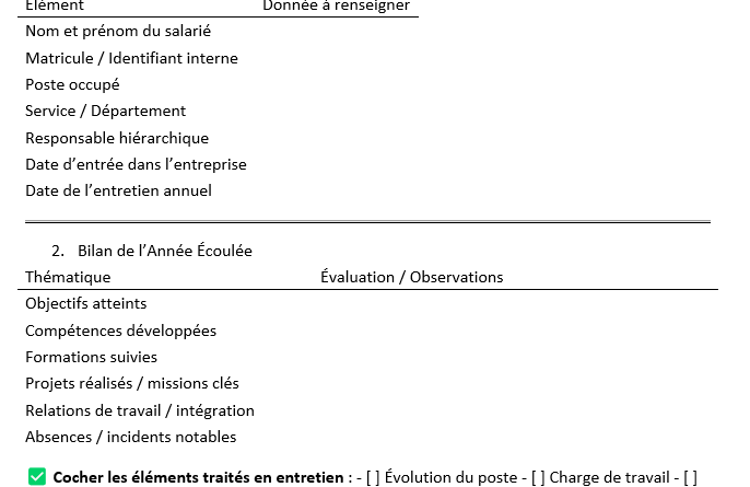 rapport RH individuel annuel