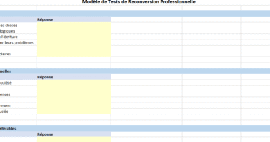 Test Reconversion Professionnelle excel