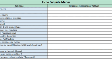 enquête métier (élèves et parents) + Modèle Vierge à Remplir