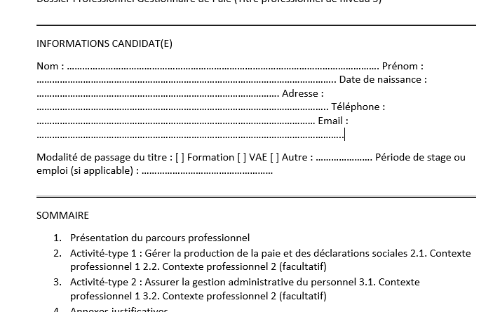 Administrateur de paie : Modèle à Rempli + Guide pour obtenir le titre