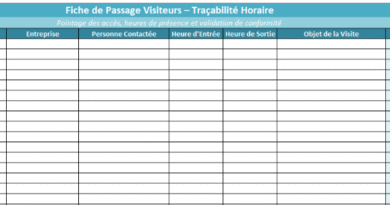 Fiche de Passage Visiteurs et Traçabilité Horaire à Télécharger