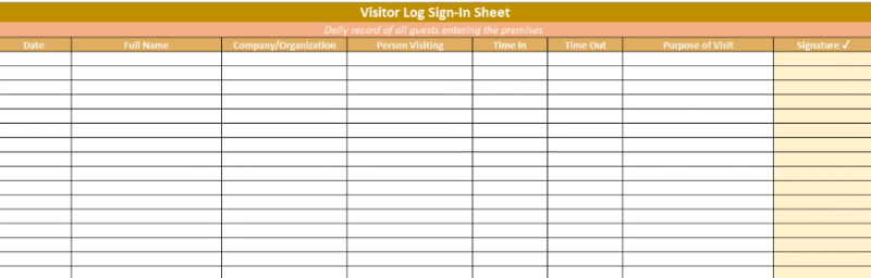 Visitor Log Sign-In Sheet in Excel: Why They Are Important Beyond Just Formality