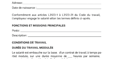 Modèle de Contrat de Travail à Imprimer : CDI à Temps Partiel Modulé :