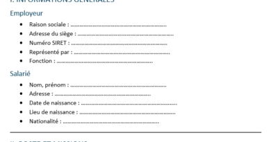 contrat de travail à imprimer