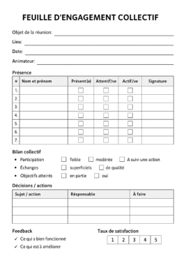 feuille de présence en réunion