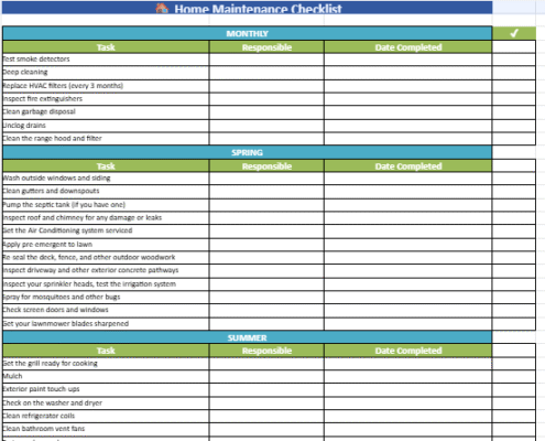 home maintenance checklist
