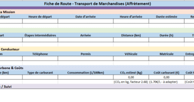 La fiche de route transport ( Marchandises) : Modèle Excel Automatisé