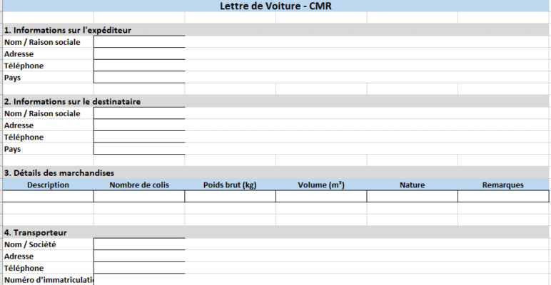 Lettre de voiture CMR