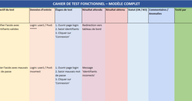 Cahier de Test Fonctionnel – Un Outil Clé pour la Validation Applicative : Canevas Excel