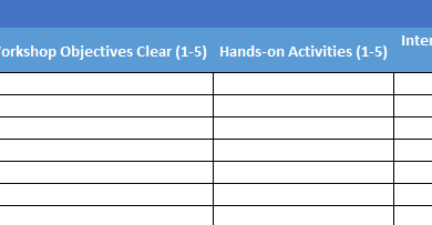 Training Feedback Form -Excel