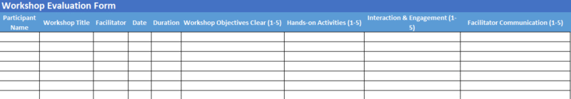 Training Feedback Form -Excel