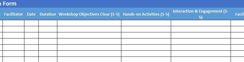 Training Feedback Form -Excel
