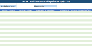 Verrouillage et Étiquetage LOTO excel