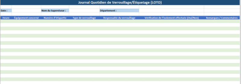 Verrouillage et Étiquetage LOTO excel