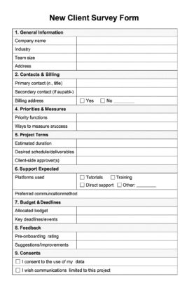 New Client Survey – template word