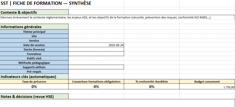 Plan et Fiche de formation SST à Télécharger : modules, obligations, centres en France, rapport