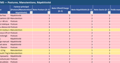 Checklist Ergonomie & TMS (postures, manutentions, répétitivité)