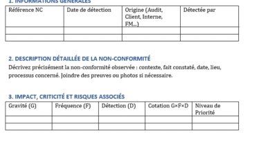 Fiche de non‑conformité ISO 9001 et facilities management dans Word : clés de performance et de conformité