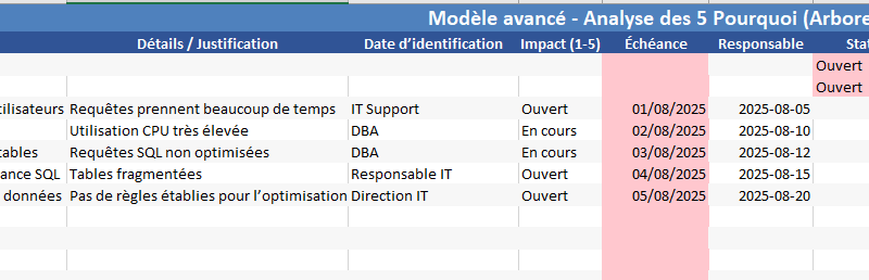 Le 5 Pourquoi - Méthode d’Analyse Causale : Modèle Excel et Application