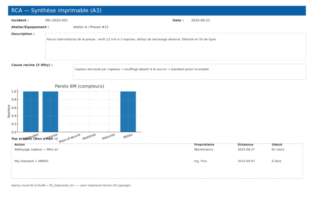 Modèle Excel Checklist et Plan d'Action 5 Why + Ishikawa : la méthode qui fait parler les faits