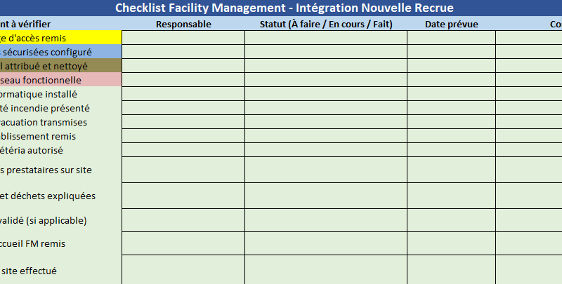 Checklist du recrutement et Checklist Facility Management - du sourcing au facility onboarding