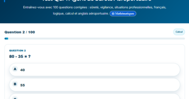 Devenir Agent de Sûreté Aéroportuaire Exemple de Test QCM