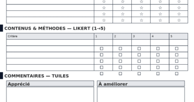 Fiche d’évaluation de formation : modèles téléchargeable — trame prête à l’emploi et critères d’évaluation
