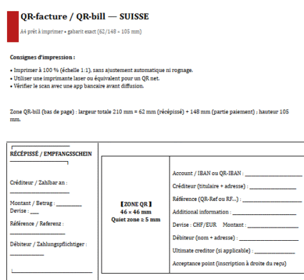 Suisse — QR-facture / QR-bill : Modèle Word - guide pratique 2025