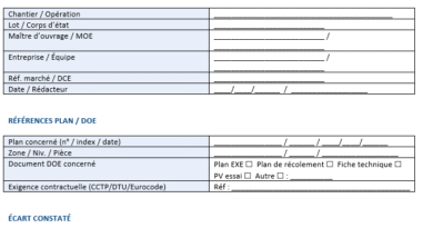 Non-Conformité Chantier — DOE (définition), Écart au plan, méthode & modèles Word