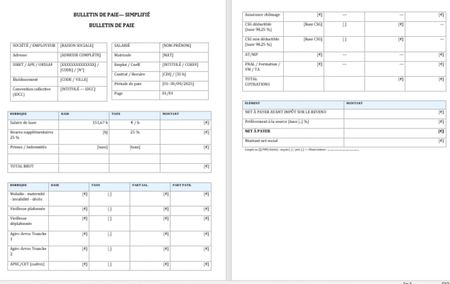 Télécharger un modèle de fiche de paie à imprimer et couper au massicot